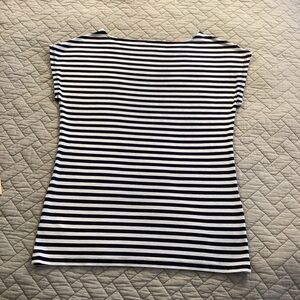 Talbots Navy and White Striped Short Sleeve Top